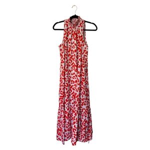 Ann Taylor Red & White Leopard Maxi Dress